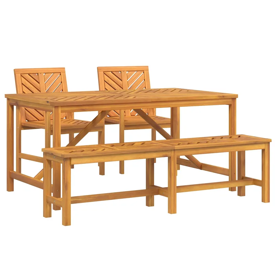 Ensemble de salle à manger pour jardin 4 pc Marron - 2