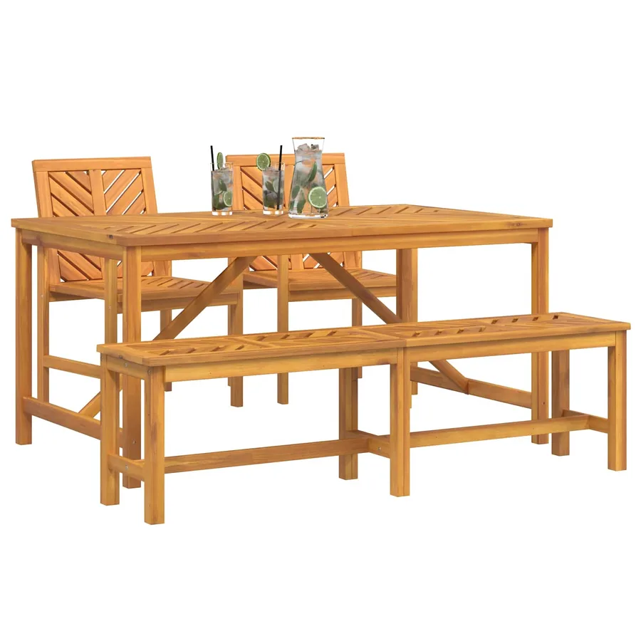 Ensemble de salle à manger pour jardin 4 pc Marron - 3