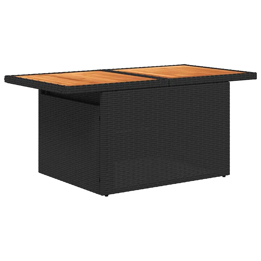 Salon de jardin 11 pcs avec coussins noir résine tressée - 6