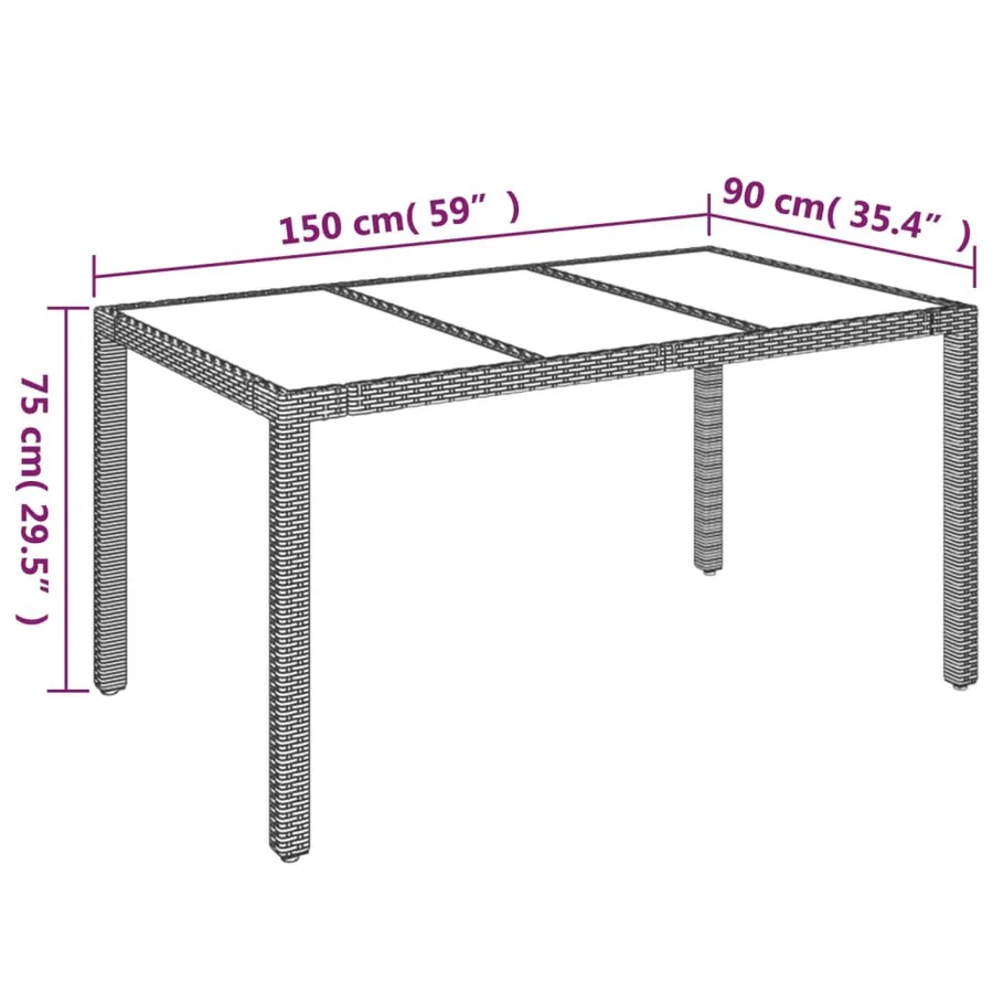 Ensemble à manger jardin et coussins 7 pcs gris rotin - 14