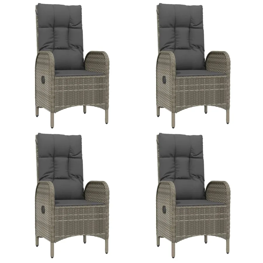 Ensemble à manger jardin et coussins 7 pcs gris rotin - 4