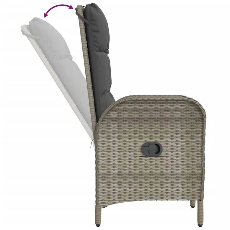 Ensemble à manger jardin et coussins 7 pcs gris rotin - 6