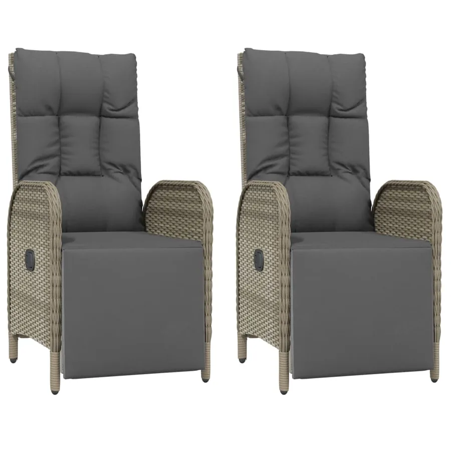 Ensemble à manger jardin et coussins 7 pcs gris rotin - 7