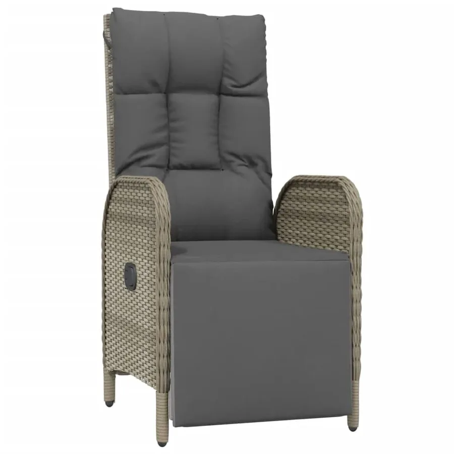 Ensemble à manger jardin et coussins 7 pcs gris rotin - 8