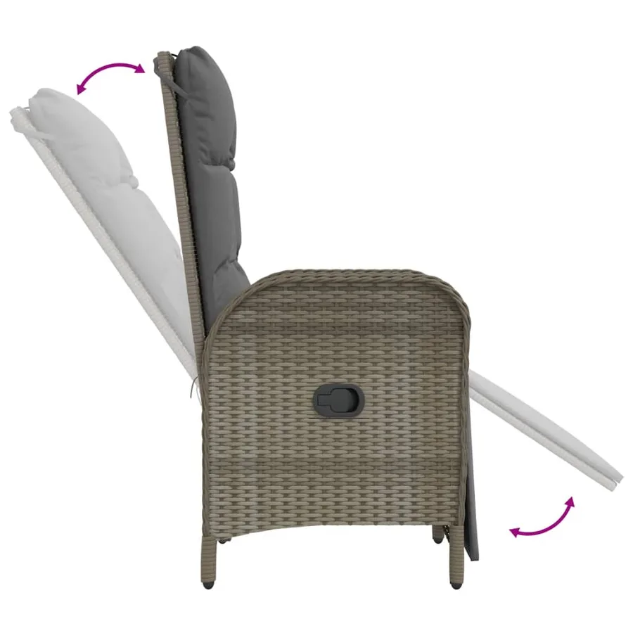 Ensemble à manger jardin et coussins 7 pcs gris rotin - 9
