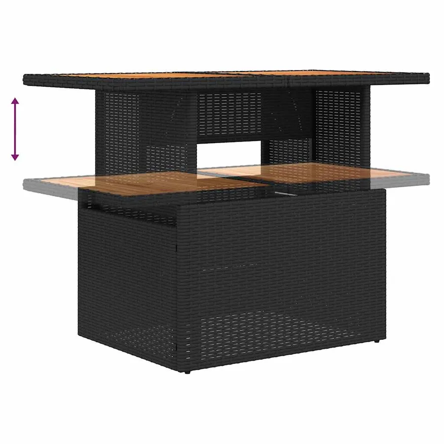 Ensemble de canapés de jardin 11 pcs et coussins rotin acacia - 10