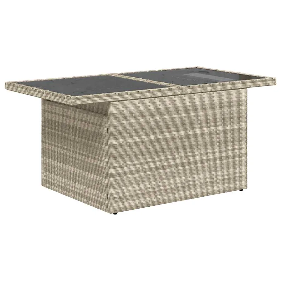 Salon de jardin avec coussins 7 pcs gris clair résine tressée - 7