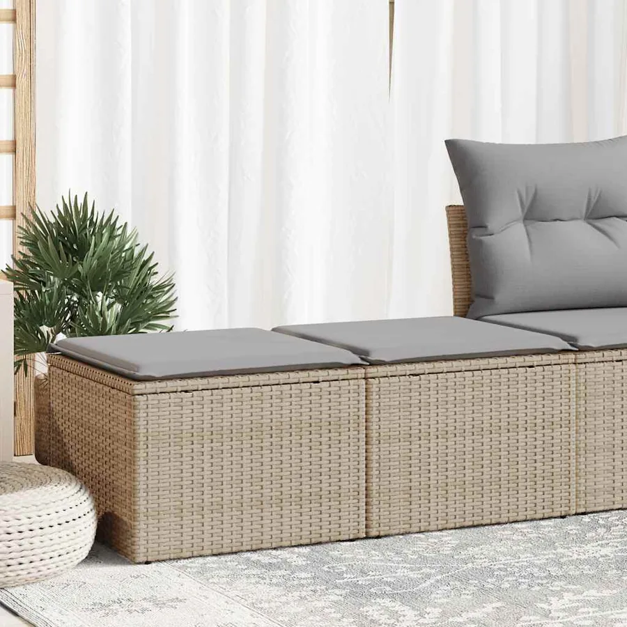 Salon de jardin avec coussins 2 pcs beige résine tressée acacia