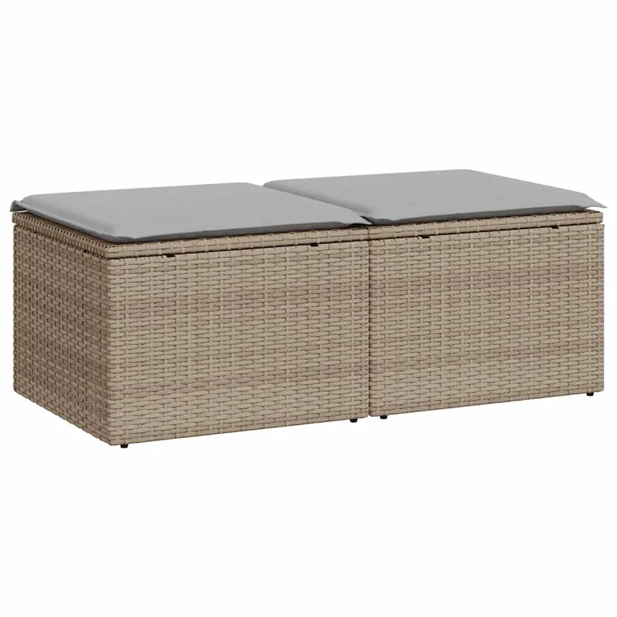 Salon de jardin avec coussins 2 pcs beige résine tressée acacia - 2