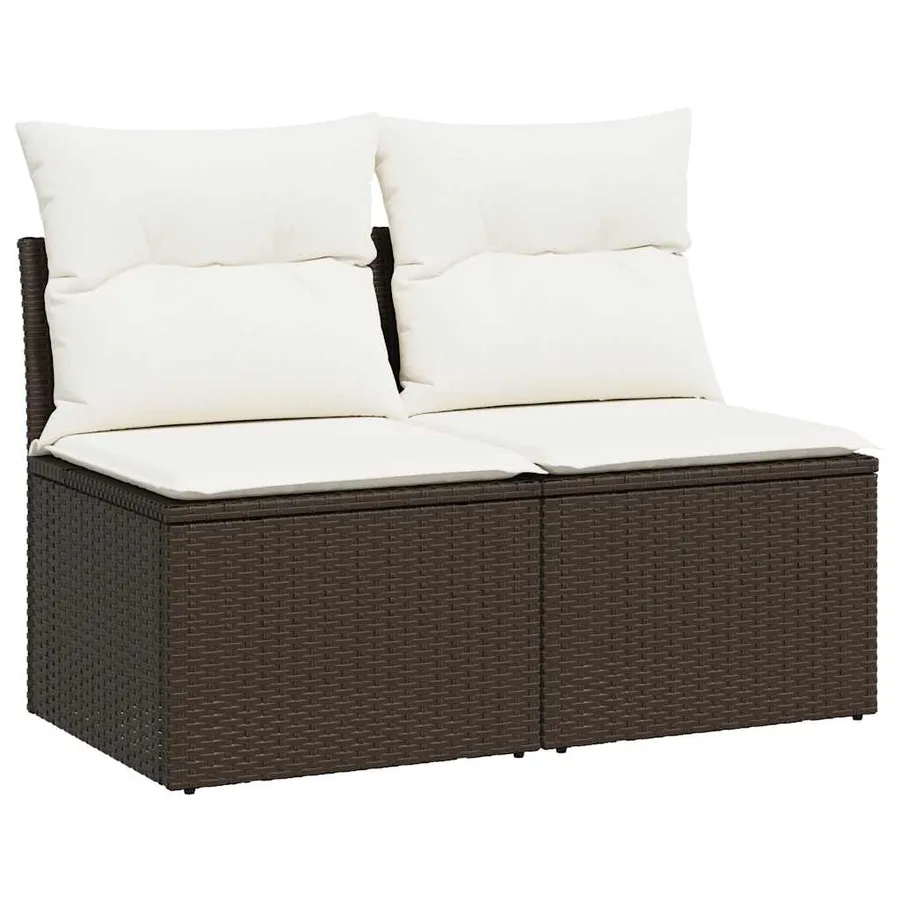 Salon de jardin avec coussins 2pcs marron résine tressée acacia - 2