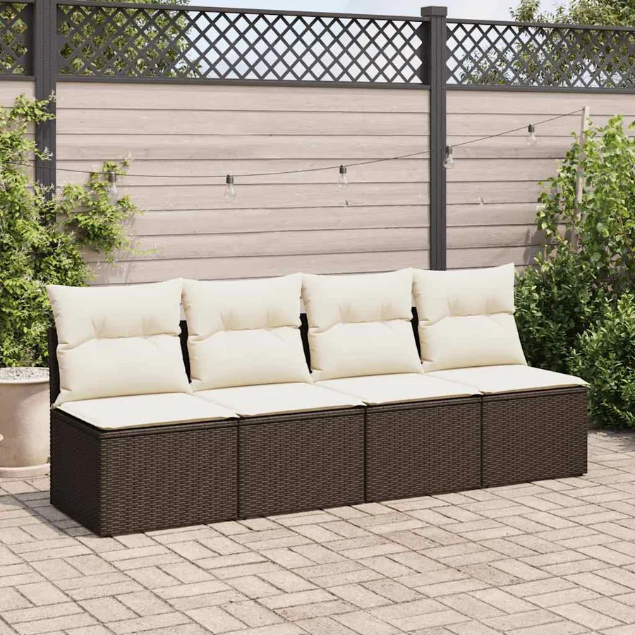 Salon de jardin avec coussins 2pcs marron résine tressée acacia - 3