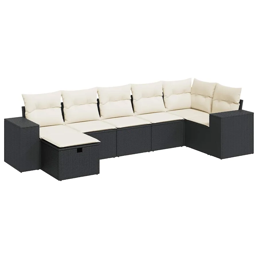 Salon de jardin 7 pcs avec coussins noir résine tressée 93 x 62 x 69 cm - 62,0 kg - 2
