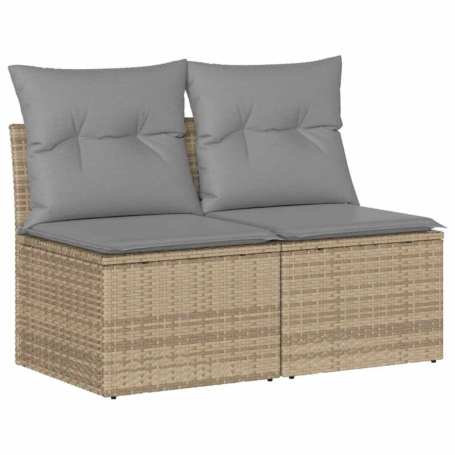 Salon de jardin avec coussins 2 pcs beige résine tressée acacia - 2