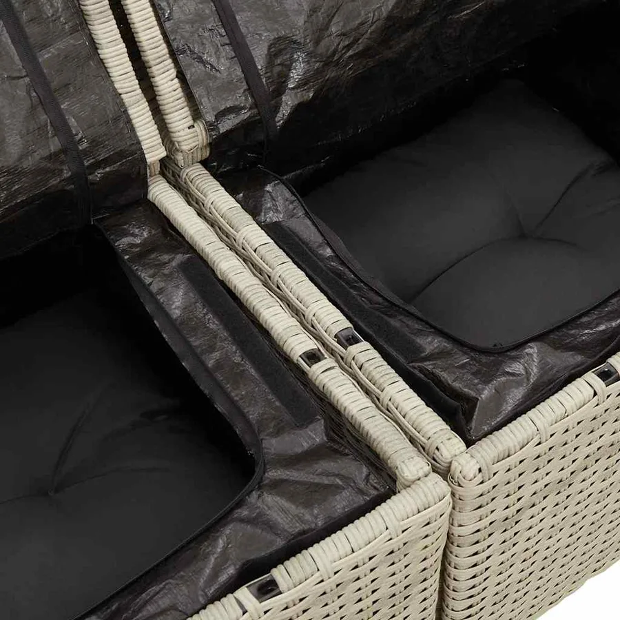 Salon de jardin 6 pcs avec coussins gris clair résine tressée - 11