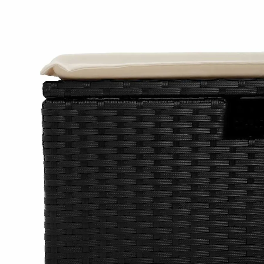 Salon de jardin 4 pcs avec coussins noir résine tressée - 11