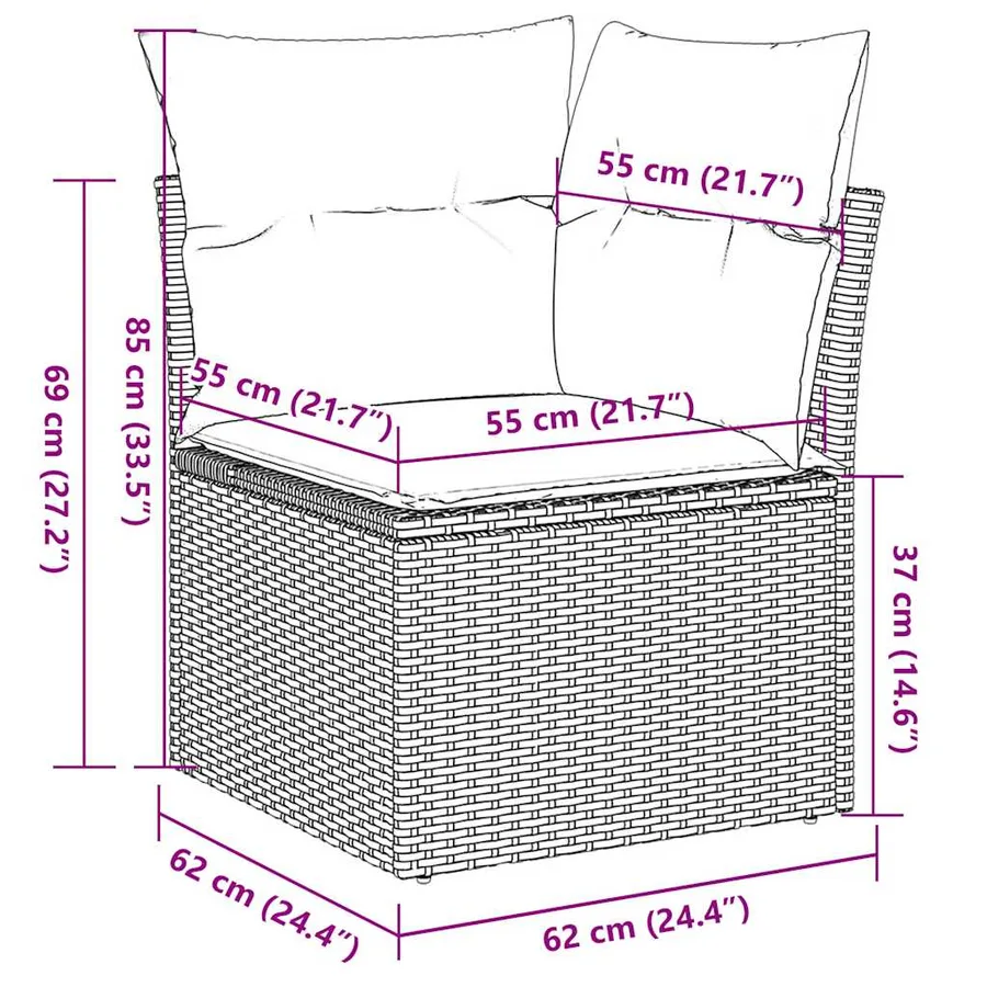 Salon de jardin avec coussins 10 pcs gris clair résine tressée - 18
