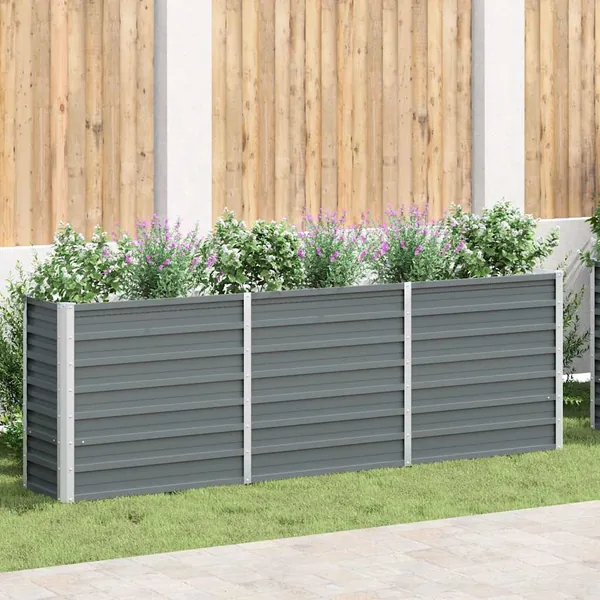 Lit surélevé de jardin Acier galvanisé 240x40x77 cm Gris