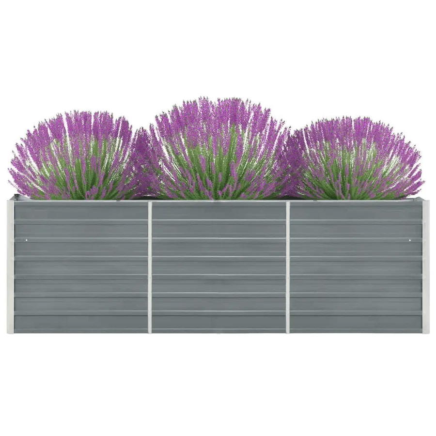 Raised Garden Bed Galvanised Steel 240x40x77 cm Grey - 3