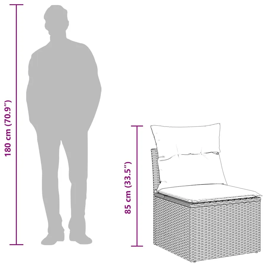 Salon de jardin avec coussins 9 pcs beige résine tressée - 18