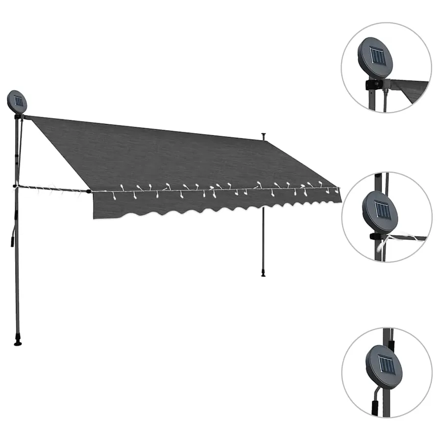 Manual Retractable Awning with LED 350 cm Anthracite - 3