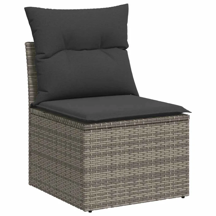 Salon de jardin 6 pcs avec coussins gris résine tressée - 3