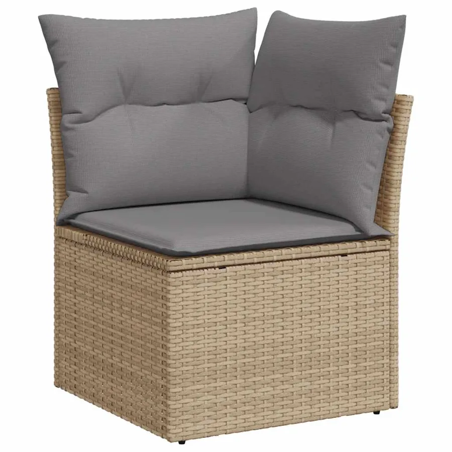 Salon de jardin avec coussins 7 pcs beige résine tressée - 4