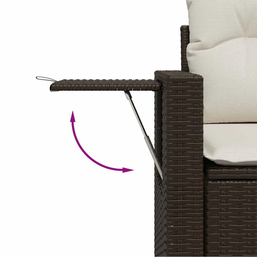 Salon de jardin avec coussins 7 pcs marron résine tressée - 11