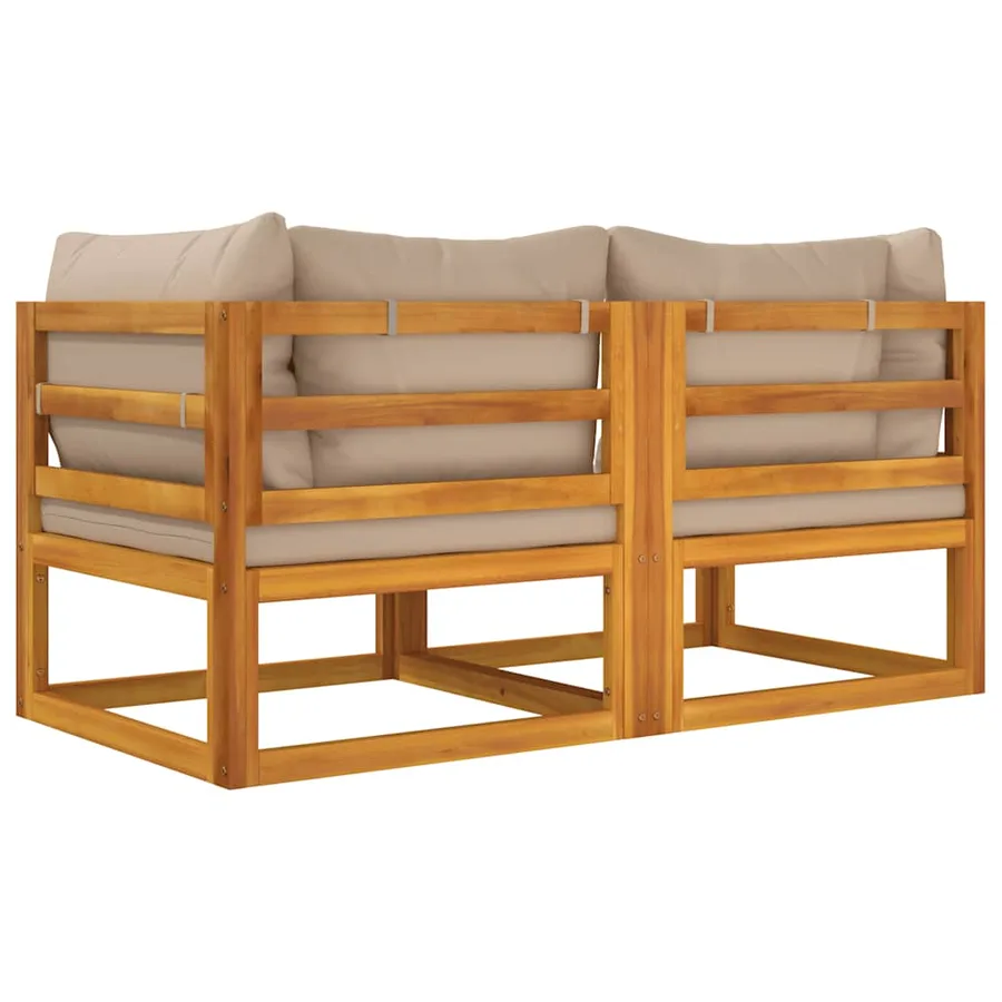 Canapés d'angle sectionnels 2 pcs coussins taupe Bois acacia - 6