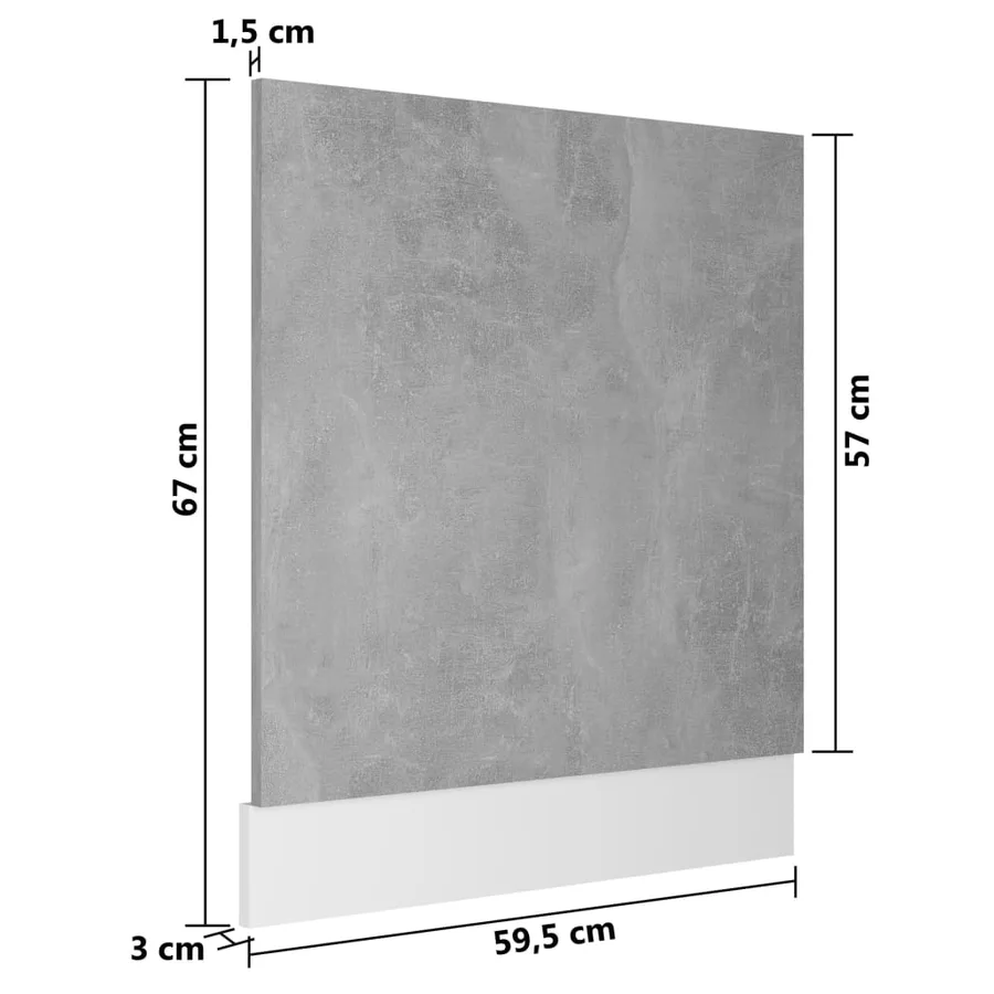 Panneau de lave-vaisselle "Lyon" Gris béton 59,5 x 3 x 67 cm Bois d'ingénierie - 6
