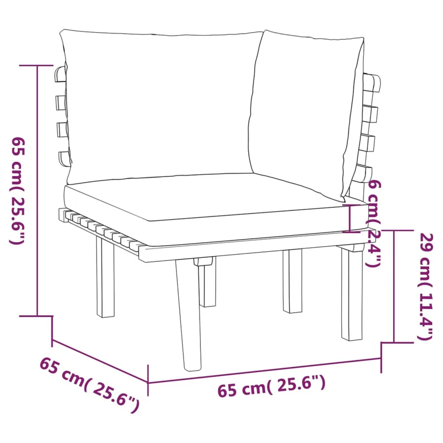 Salon de jardin 7 pcs avec coussins Bois d'acacia solide - 10