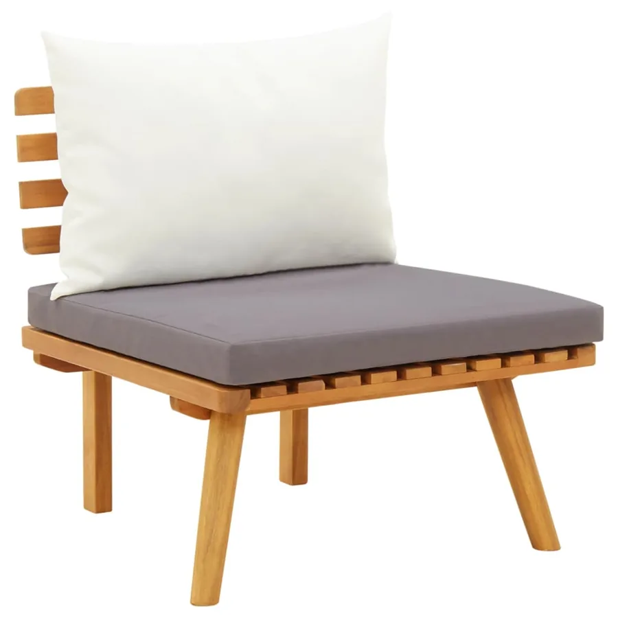 Salon de jardin 7 pcs avec coussins Bois d'acacia solide - 5