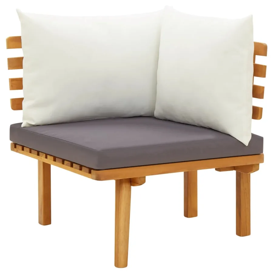 Salon de jardin 7 pcs avec coussins Bois d'acacia solide - 6