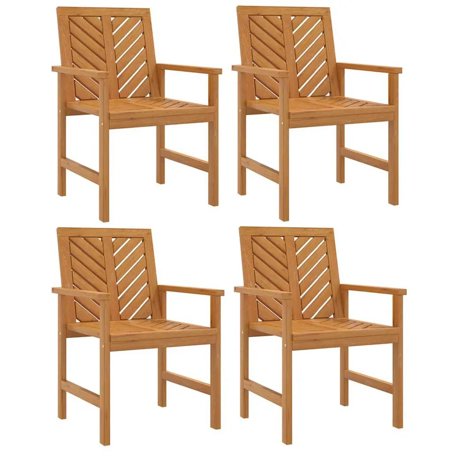 Chaises à manger de jardin lot de 4 bois massif d'acacia - 2