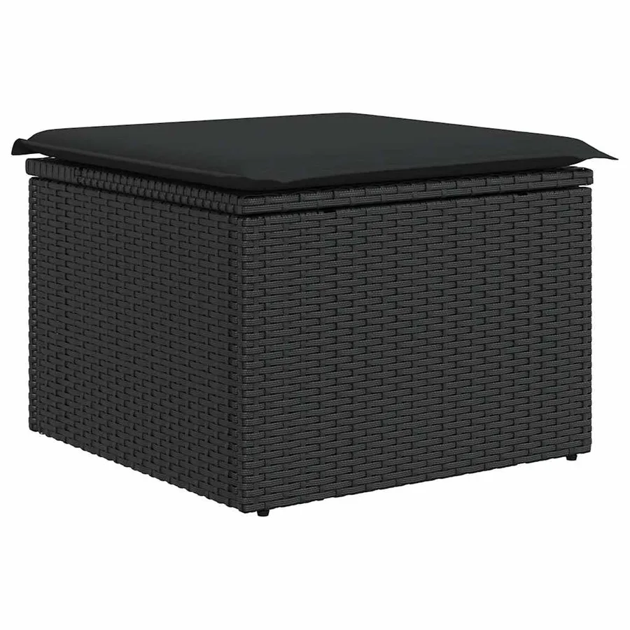 Salon de jardin 9 pcs avec coussins noir résine tressée - 6
