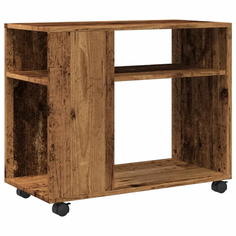Table d'appoint avec roues vieux bois bois d'ingénierie - 2