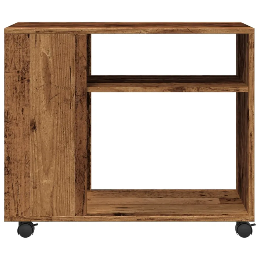 Table d'appoint avec roues vieux bois bois d'ingénierie - 5