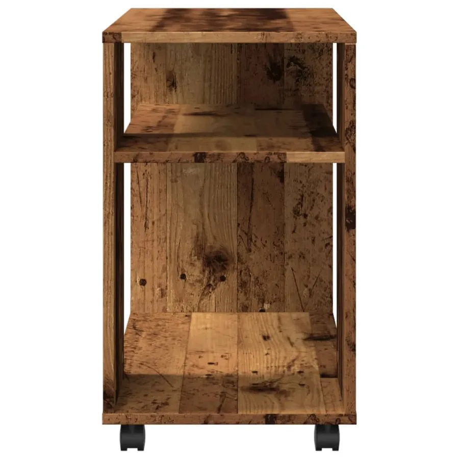 Table d'appoint avec roues vieux bois bois d'ingénierie - 6