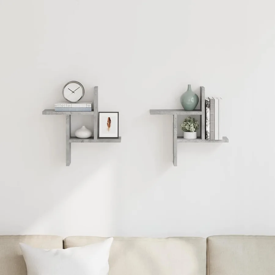 Étagères murales 2 pcs gris béton 38x12x38 cm bois d'ingénierie - 3
