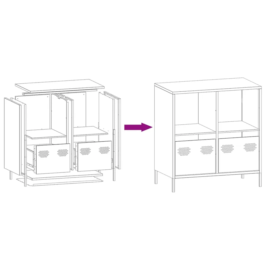Buffet vert olive 68x39x73,5 cm acier laminé à froid - 11