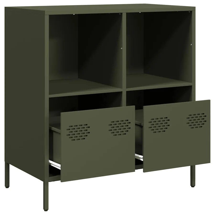 Buffet vert olive 68x39x73,5 cm acier laminé à froid - 5