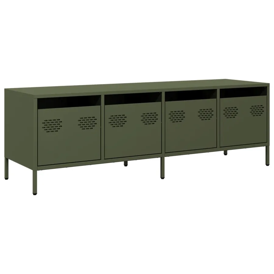 Meuble TV vert olive 135x39x43,5 cm acier laminé à froid - 2