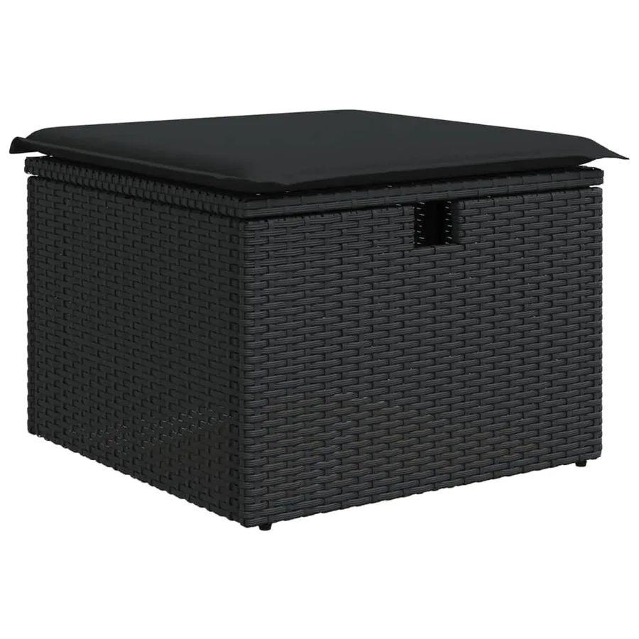 Salon de jardin 4 pcs avec coussins noir résine tressée - 5