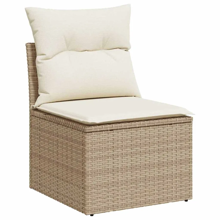 Salon de jardin avec coussins 7 pcs beige résine tressée - 3