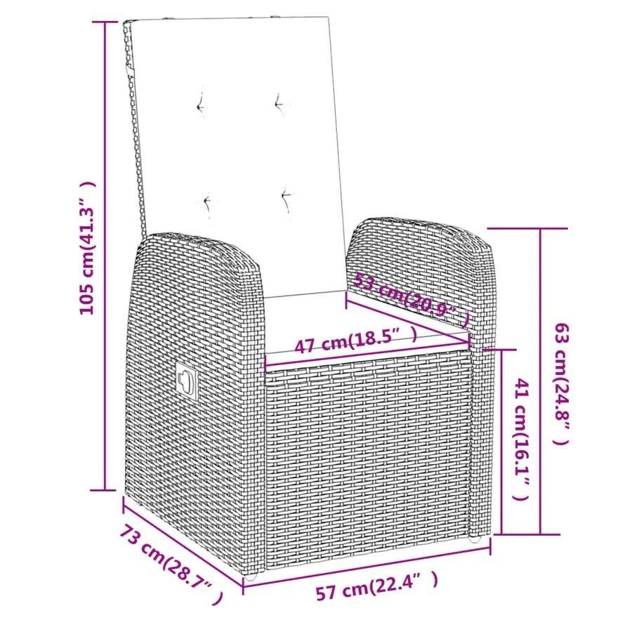Ensemble à manger de jardin avec coussins 3 pcs Gris - 8
