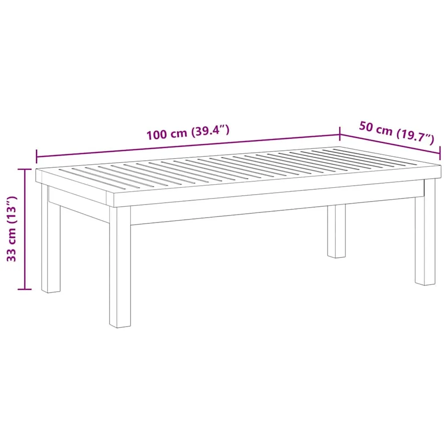 Table basse 100x50x33 cm bois d'acacia massif - 7