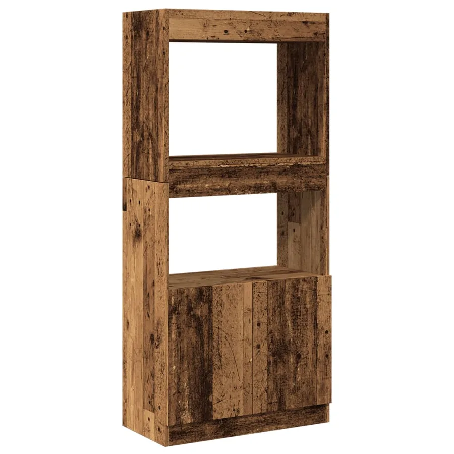 Buffet haut vieux bois 63x33x140 cm bois d'ingénierie - 2