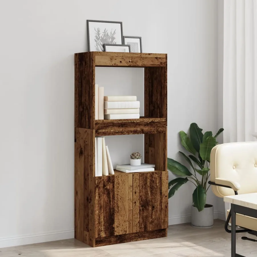 Buffet haut vieux bois 63x33x140 cm bois d'ingénierie - 4
