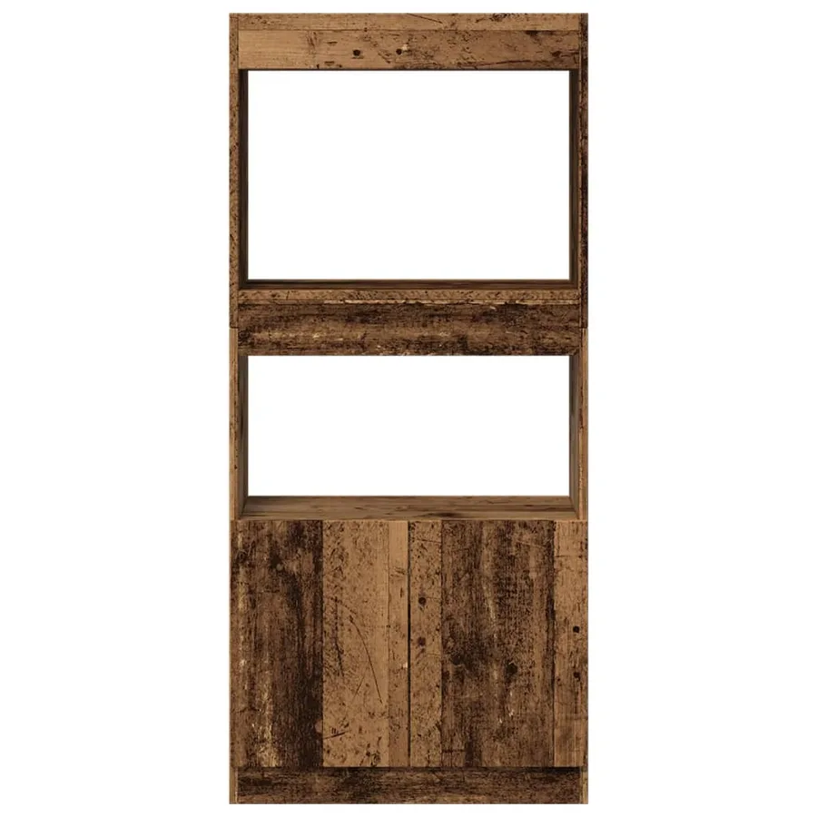 Buffet haut vieux bois 63x33x140 cm bois d'ingénierie - 5
