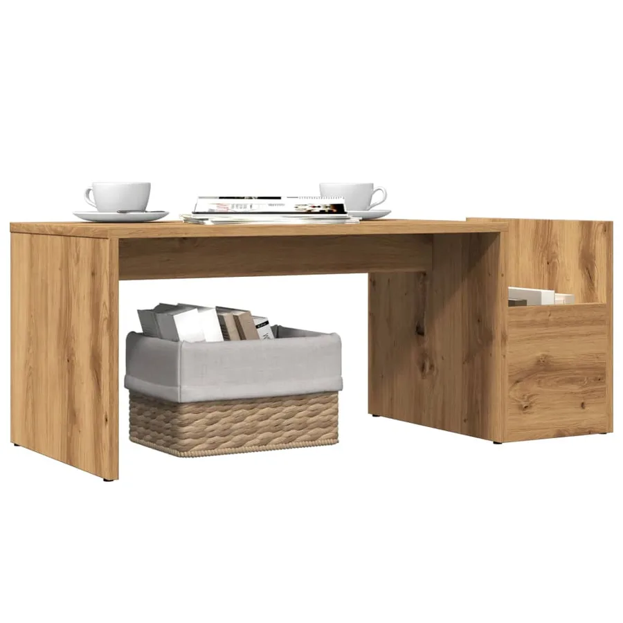 Table basse chêne artisanal 90x45x35 cm bois d'ingénierie - 3