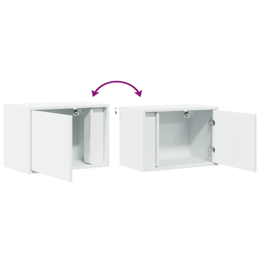 Tables de chevet murales avec lumières LED 2 pcs blanc - 10